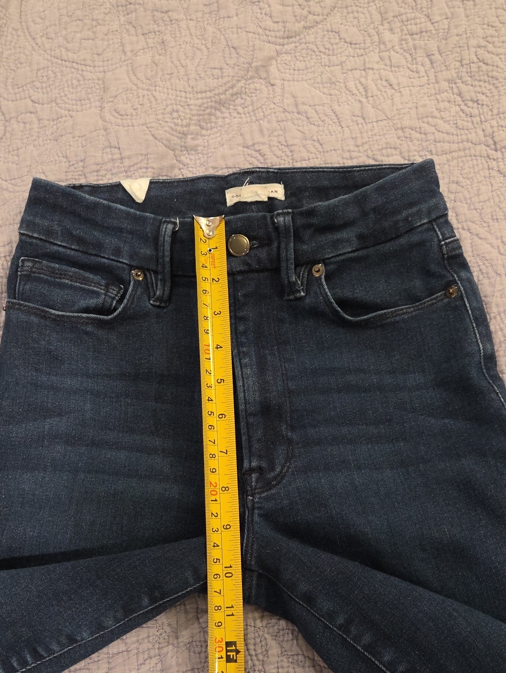 Good American Always Fits Good Legs Skinny Crop Jeans Size 6-12 BLUE838 Raw Hem - Picture 9 of 11
